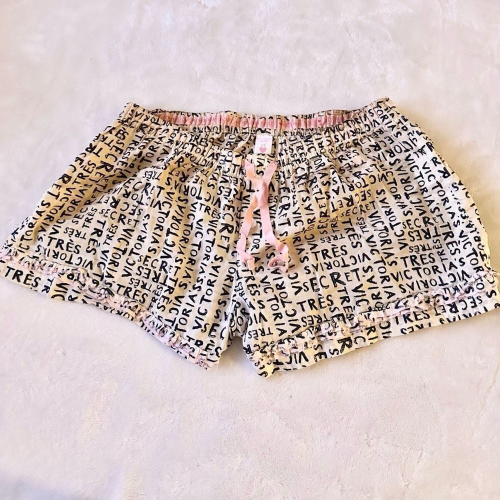 Victoria’s Secret sleep shorts cream, black, and pink - used but good condition